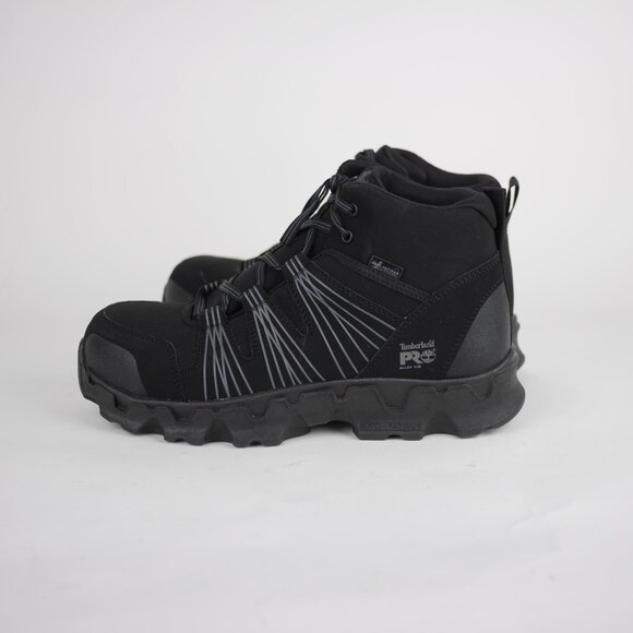 TIMBERLAND Pro Men's 8.5 Black leather anti fatigue composite toe ankle boots - Picture 2 of 13